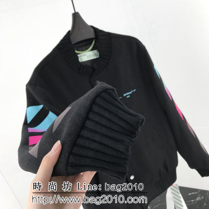 OW18FW 藍紫漸變色 羊毛呢面料 超級厚實 保暖夾克棒球服 開模訂制原版四合扣 修身版型 情侶款 ydi2584